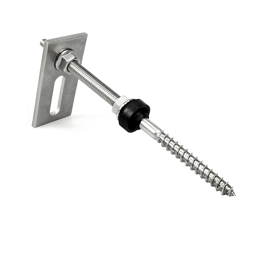 Stainless steel-stick screw height adjustable including adapter sheet corrugated metal + sheet metal roof