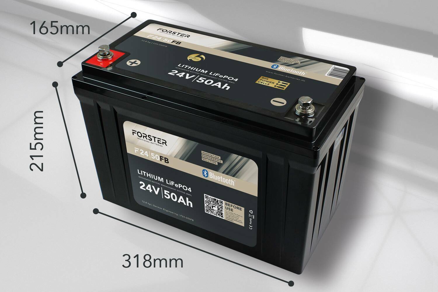 FORSTER 50Ah 25,6V LiFePO4 Lithium Batterie | 50A-BMS | Smart Bluetooth
