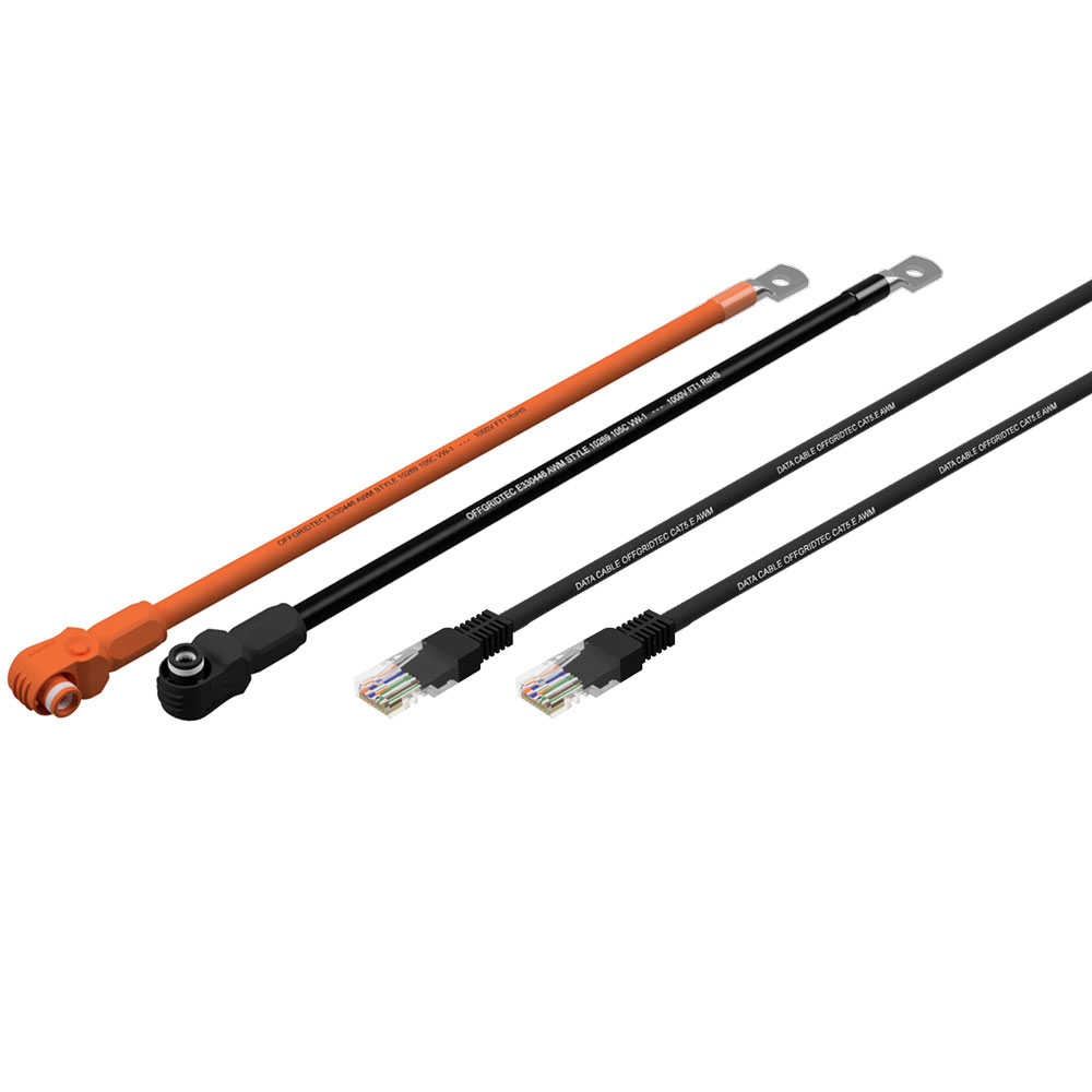 Pylontech battery connection cable set Pylontech to inverter 2 x 2.0m 25mm² amphenol to M8