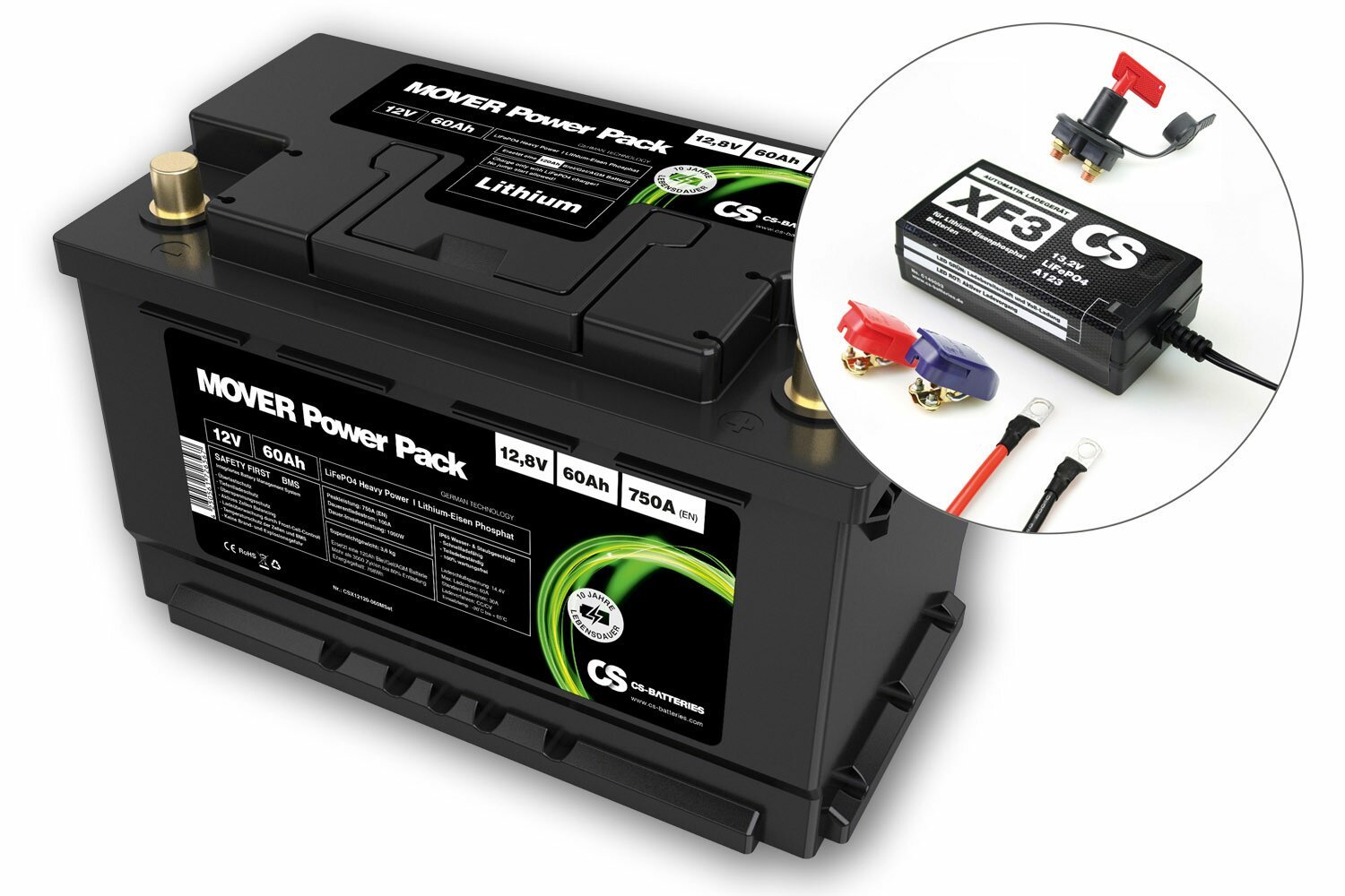 CS Lithium Lifepo4 Mover Power Pack Set 12.8V / 60AH / PB -EQ 120AH - ~ 9.1kg with charger