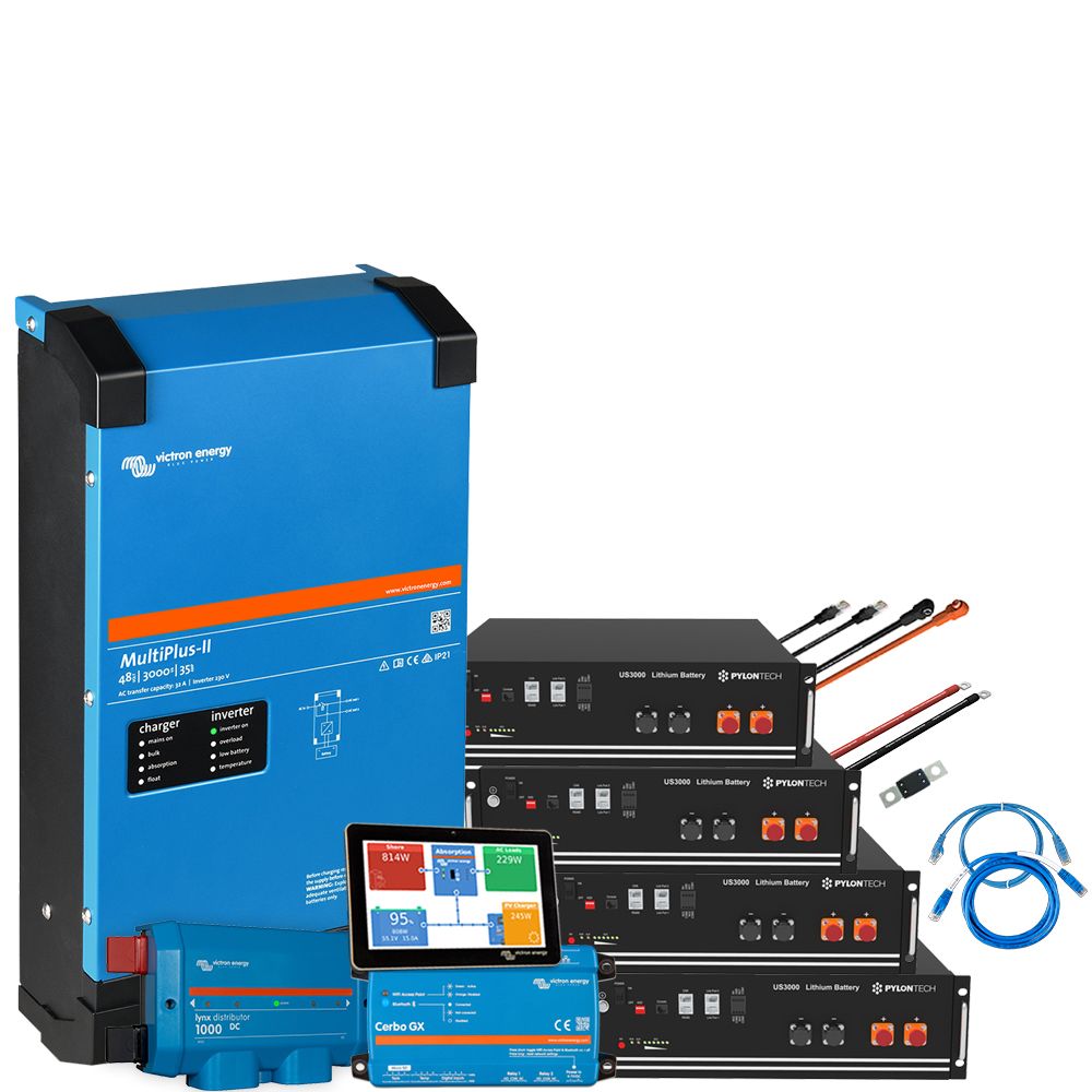 Offgridtec Backup-Kit 14kWh Pylontech LiFePO4 Akku - Victron MultiPlus II 48/5000 Wechselrichter 1-Phasig