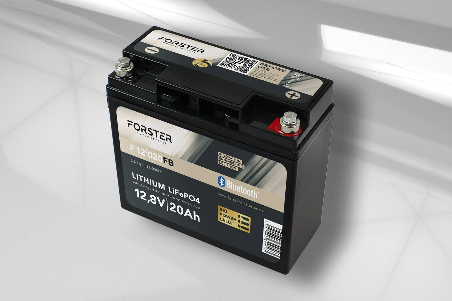 FORSTER 20Ah 12,8V LiFePO4 Standard Lithium Batterie | 30A-BMS | Smart Bluetooth