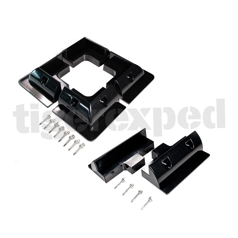 tigerexped Montagesatz Solarmodul mit 4 Ecken & 2 Mittelabstützungen, ABS, schwarz