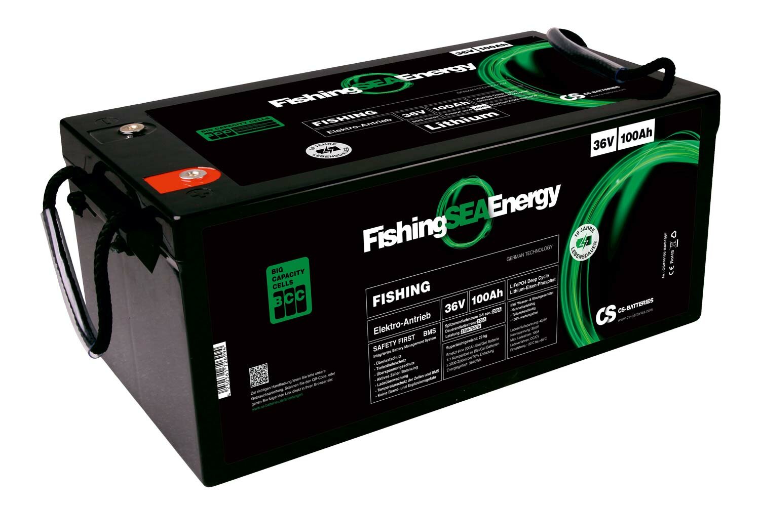 CS 100Ah 24V Lithium LiFePO4 Fishing Electric Motor Battery - Sonar/Drive