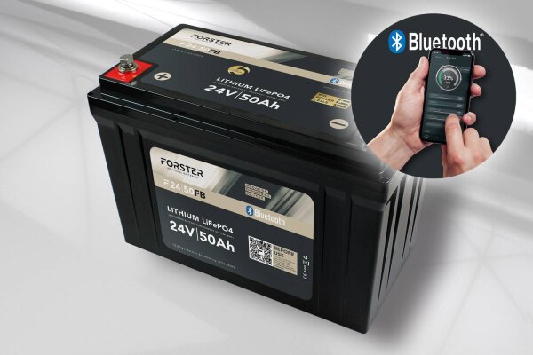 FORSTER 50Ah 25,6V Lithium Fishing Batterie | BMS | Smart Bluetooth | IP67