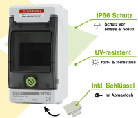 Offgridtec distribution box with 4 TE and DIN rail IP66 UV-resistant, water- and dust-protected