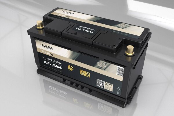 FORSTER 150Ah 12,8V Lithium LiFePO4 Premium Batterie 200A-BMS-2.1 500A Bluetooth Mess-Shunt Ducato Ford PSA 1920Wh IP67