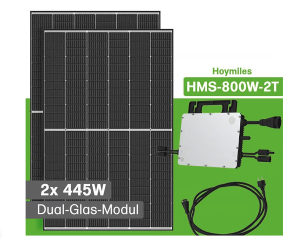 900W Balkonkraftwerk Hoymiles HMS-800W-2T 450W Trina Solar Module