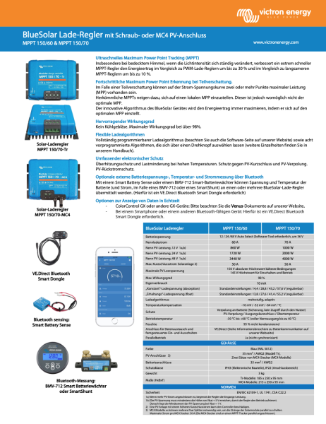 Victron BlueSolar MPPT 150/70-MC4 - ohne Bluetooth