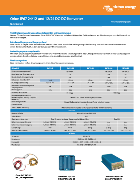 Victron Orion IP67 24/12-10 (120W)