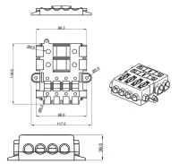 Offgridtec Sicherungshalter 2 x MEGA + 4 x MIDI inkl. Busbar