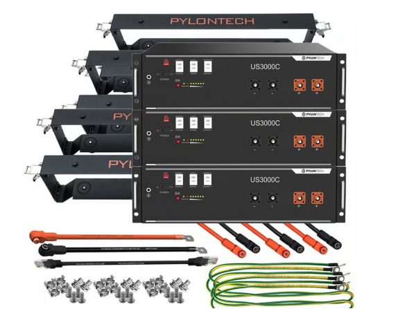 3x Pylontech US3000C LiFePO4 48V + Brackets + Anschlusskabel 10,5kWh Speicherpaket