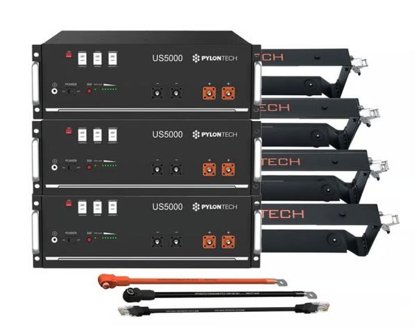 3x Pylontech US5000 LiFePO4 48V + Brackets + Anschlusskabel 14,4kWh Speicherpaket
