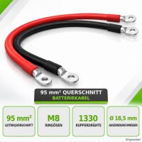 Offgridtec 1m Batteriekabel 95mm² M8 schwarz / rot