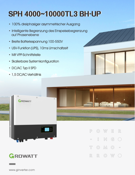 Growatt SPH 10000TL3 BH-UP 10kW Hybridwechselrichter 3-phasig