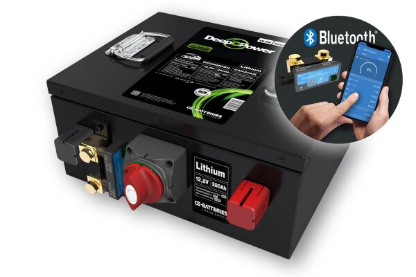 CS 280Ah 12.8V Lithium LiFePO4 -Caravan, Ducato under-seat battery with 300A Bluetooth measuring shunt